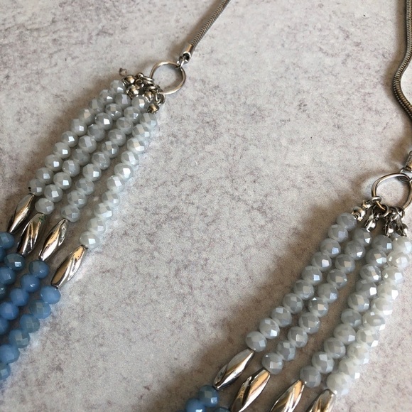 Multi strands blue and white beaded neckla… - Picture 5 of 6